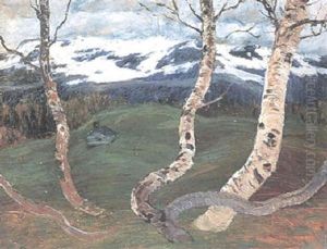 Bjorkar I Fjallandskap by Helmer Osslund