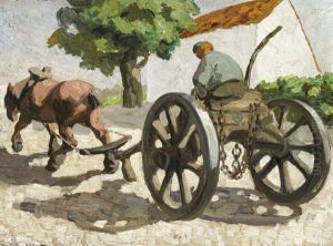 Traineau De Billots Tire Par Un Cheval by Alfred Ost