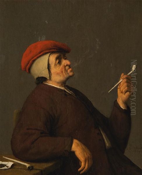 A Seated Peasant Smoking A Pipe - view 1