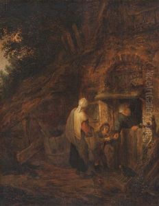 Begger At An Open Door Of A Farmhouse