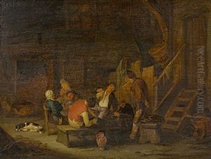 Interieur Mit Trinkenden Bauern by Adriaen Jansz van Ostade