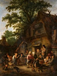 Peasant Dance By A Tavern by Adriaen Jansz van Ostade