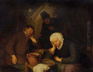Interior With People Sleeping At A Table