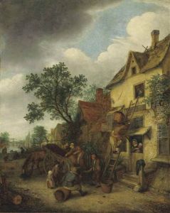 Villagers Carrying Peat Into A House