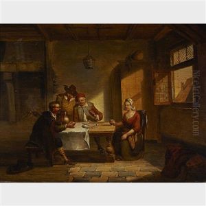 Pair Of Tavern Merry Makers At An Inn by Adriaen Jansz van Ostade
