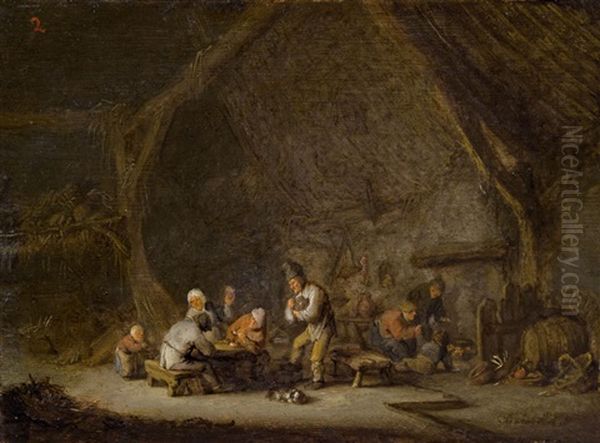 Scheuneninterieur Mit Bauern, Wohl - view 1