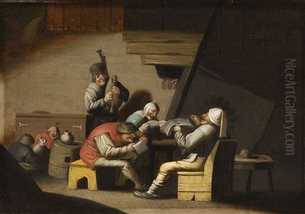 Interior Scene With Peasants Singing And Making Music - view 1
