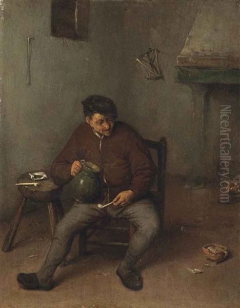 A Peasant Smoking A Pipe In An Interior - view 1