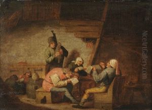 Das Gehor: Bauern Beim Singen In Einer Stube. Ursprunglich Aus Einer Reihe Von Funf Gemalden, Die Die Funf Sinne Darstellen by Adriaen Jansz van Ostade