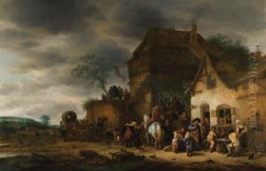 Travellers Halted At A Country Inn by Adriaen Jansz van Ostade