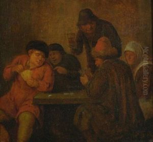 Card Players In An Interior by Adriaen Jansz van Ostade