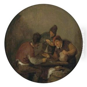 Peasants Drinking And Merrymaking In An Interior by Adriaen Jansz van Ostade