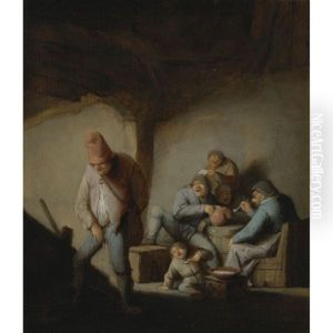 Peasants In The Interior Of An Inn by Adriaen Jansz van Ostade