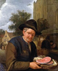 Bauer Mit Einem Fischkorb