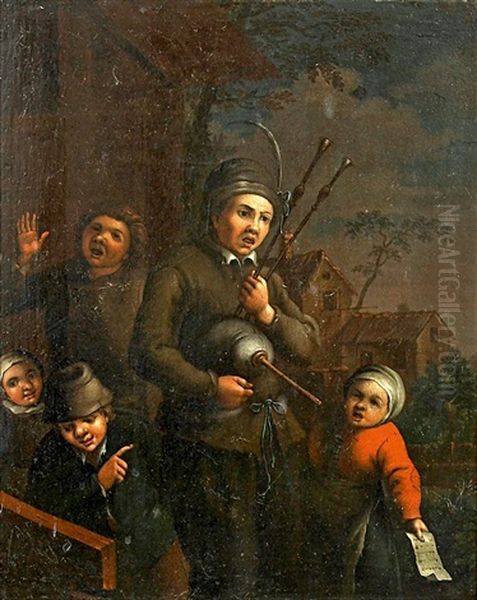 Dudelsackspieler Mit Kindern - view 1