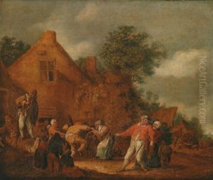Feiernde Bauern In Dorf by Adriaen Jansz van Ostade