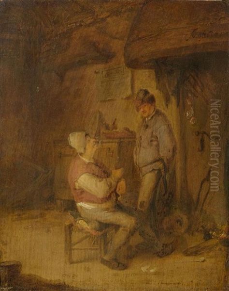 Zwei Manner Im Gesprach Am Kamin - view 1