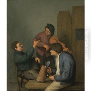 Three Peasants In An Interior by Adriaen Jansz van Ostade