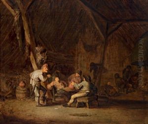 Trinkende Bauern In Einer Scheune by Adriaen Jansz van Ostade