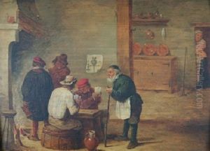 Gentlemen Playing Cards In A Tavern by Adriaen Jansz van Ostade