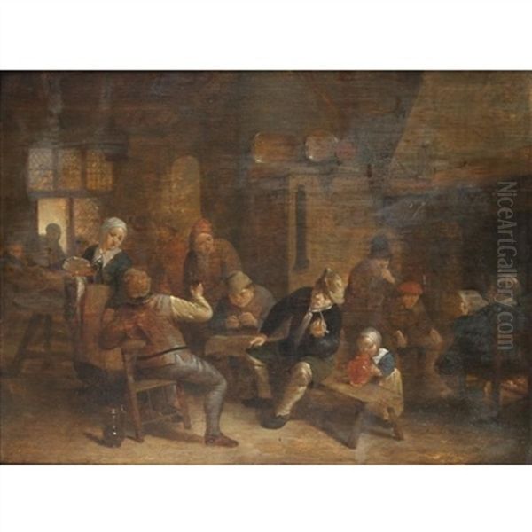 A Tavern Interior With Boors Smoking And Drinking - view 1