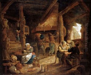 Interieur Mit Bauern Und Kartenspielern by Adriaen Jansz van Ostade