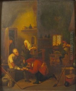Dutch Cottage Interior With Figures (+ Another; Pair)