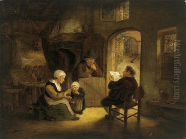 Bauern In Der Stube Lauschen Einem Vorleser - view 1