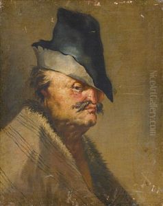 Portrait Of An Old Man, Head And Shoulders, Wearing A Hat
