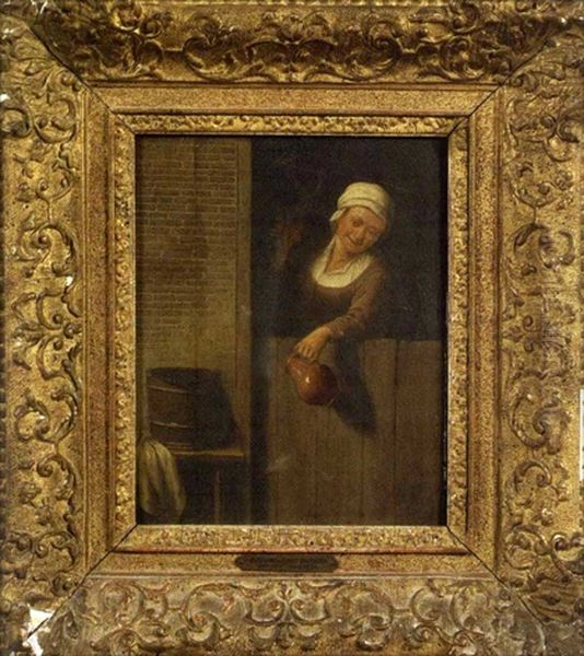 Maid With Pitcher At A Door - view 1