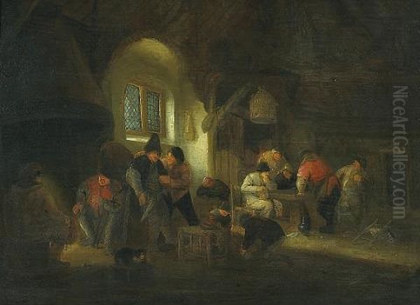 An Interior Scene With Peasants Carousing - view 1