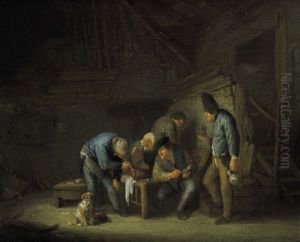 Rauchende Und Trinkende Bauern In Einer Scheune by Adriaen Jansz van Ostade