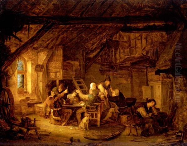 Zechende Bauern In Einem Interieur - view 1