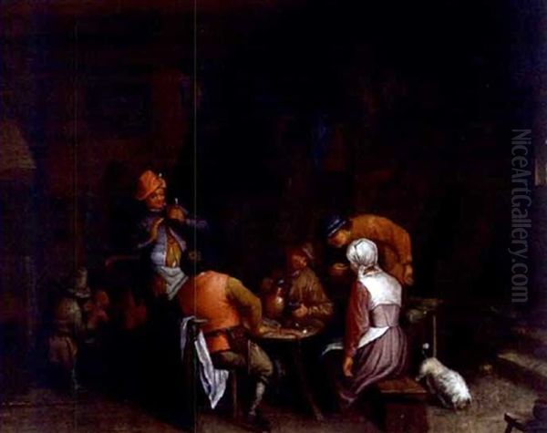 Peasants And Dog In A Tavern - view 1