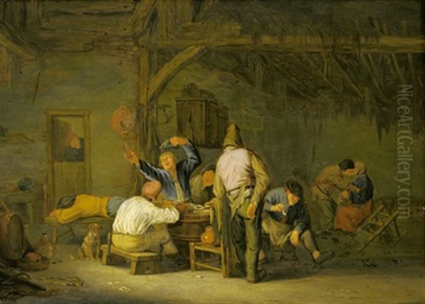 Zechende Bauern In Einer Scheune - view 1