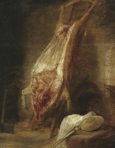 Stallinterieur Mit Einem Geoffnetem Schwein by Adriaen Jansz van Ostade