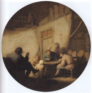 Bauern Beim Wurfelspiel In Einem Wirtshaus by Adriaen Jansz van Ostade