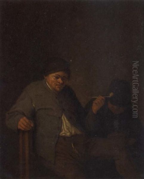 Peasant Figures Smoking And Drinking In A Tavern Interior - view 1