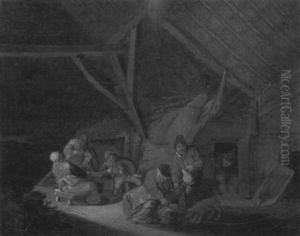 Scheuneninterieur Mit Frohlichen Bauern