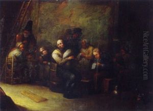 Joueur De Vielle Entoure De Paysans