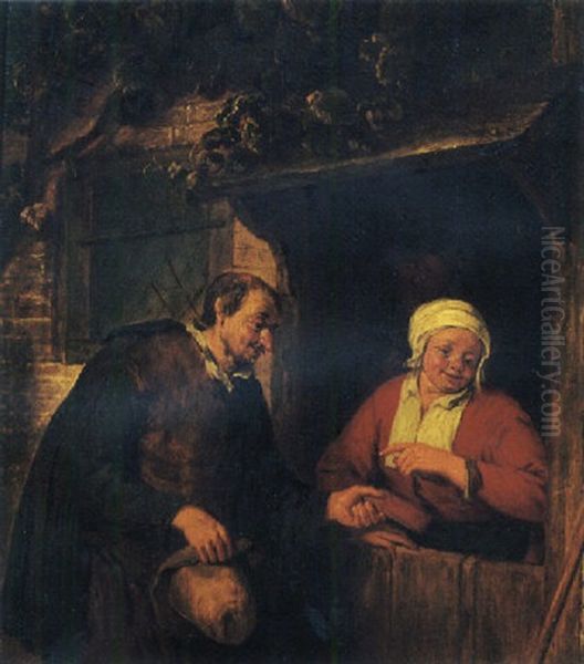 A Traveller Conversing With A Woman At A Cottage Door - view 1