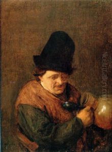 A Pleasant Drinking From A Flaggon by Adriaen Jansz van Ostade