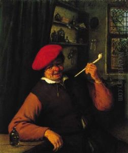An Apothecary Smoking In An Interior by Adriaen Jansz van Ostade