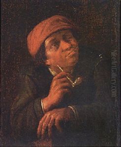 A Boor Smoking A Pipe by Adriaen Jansz van Ostade
