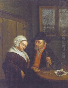 A Couple Seated At A Table In An Interior A Couple Seated At A Table In An Interior