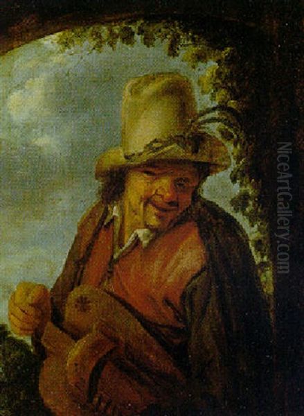 A Hurdy-gurdy Player In An Archway - view 1