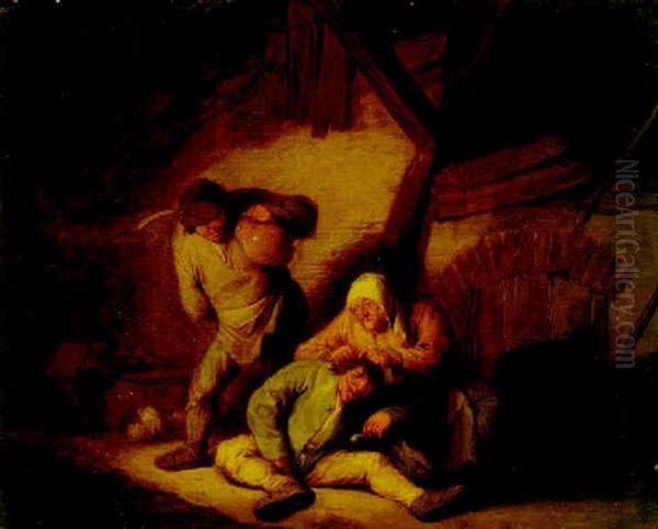 A Peasant Interior With An Old Woman De-lousing A Man - view 1