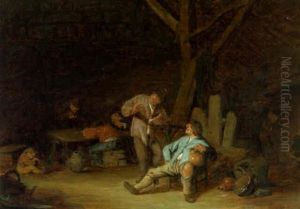 Peasants In A Tavern by Adriaen Jansz van Ostade