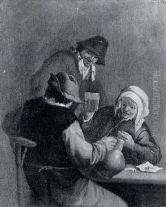 The Topers: A Boor And An Old Woman Drinking At A Table, An Onlooker Nearby