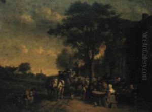 La Halte De La Carriole A L'auberge by Adriaen Jansz van Ostade